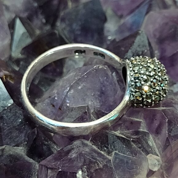 Sterling Silver Marcasite Sphere Ring - Picture 5 of 9